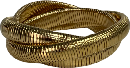 Metallic Golden Spiral Triple Layer Hoop Bangle Bracelet