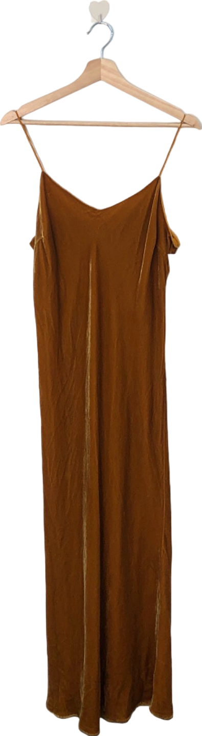 Asceno Burnt Orange Silk Slip Dress Medium