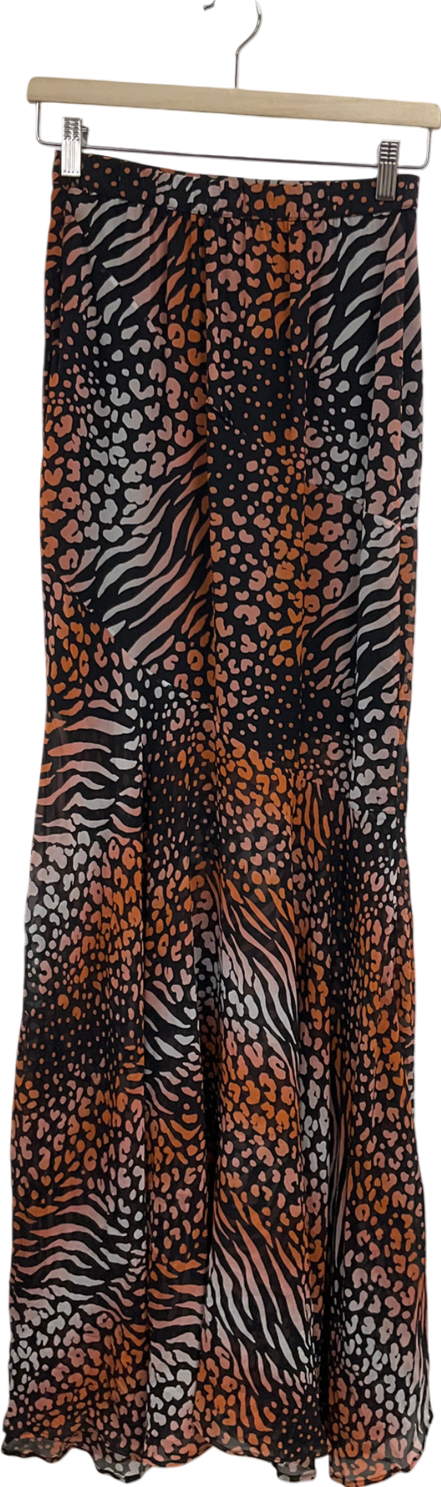 Black Chiffon Animal Print Super Maxi Skirt UK XS/S