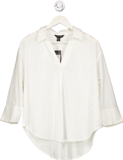 New Look White Overhead Linen Shirt UK 14