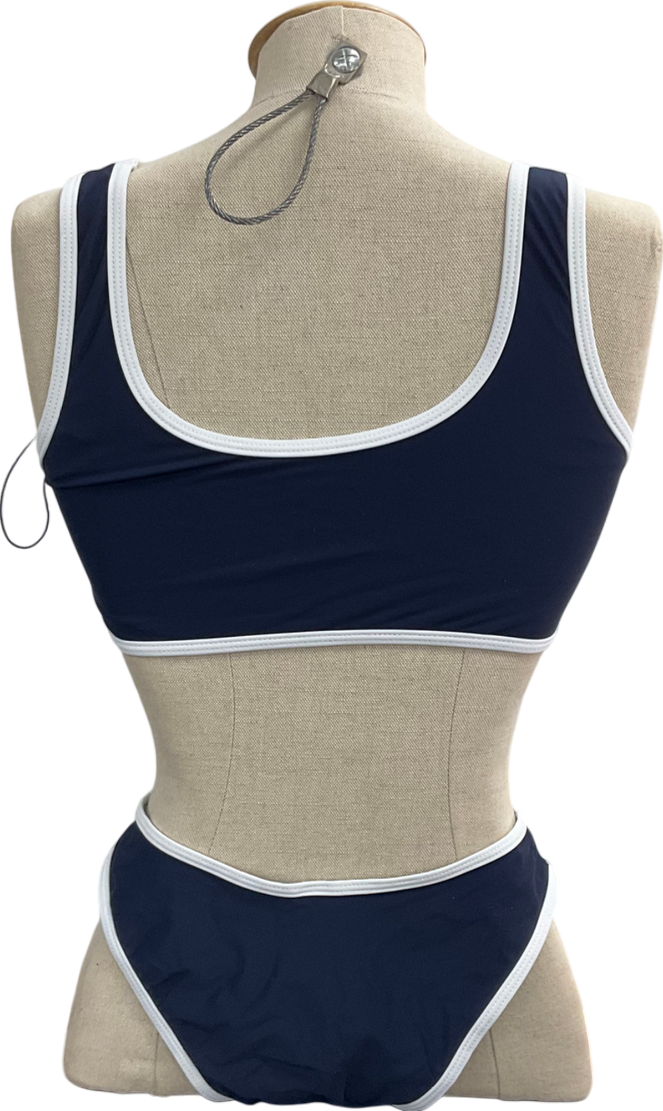 4th & Reckless Blue Florence Contrast Trim Bikini UK 8