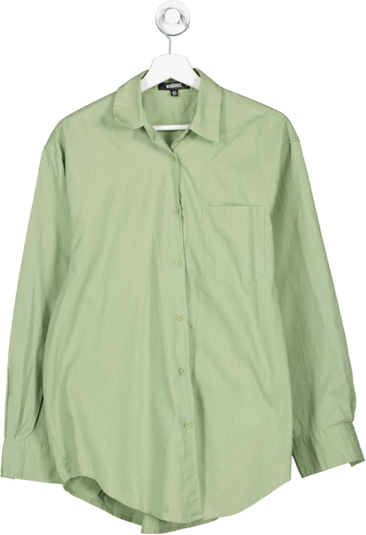 Missguided Green Linen Blend Oversized Shirt UK 8