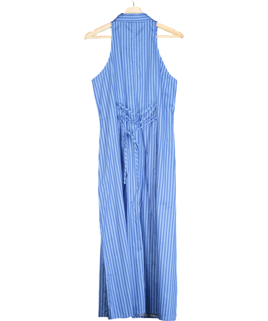 MANGO Blue Striped Shirt Dress UK L