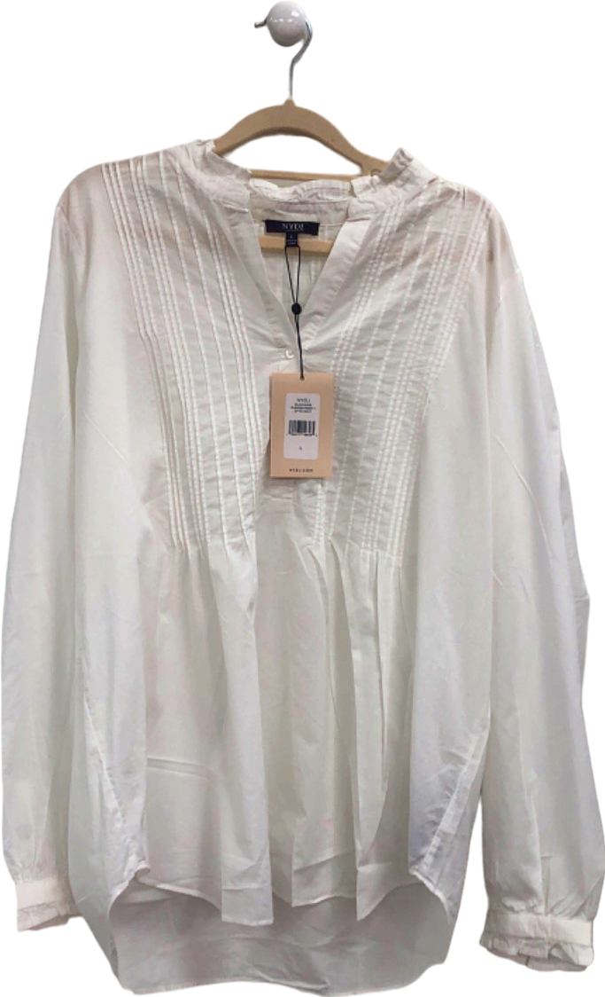 NYDJ White cotton classic Pintuck Blouse  UK L