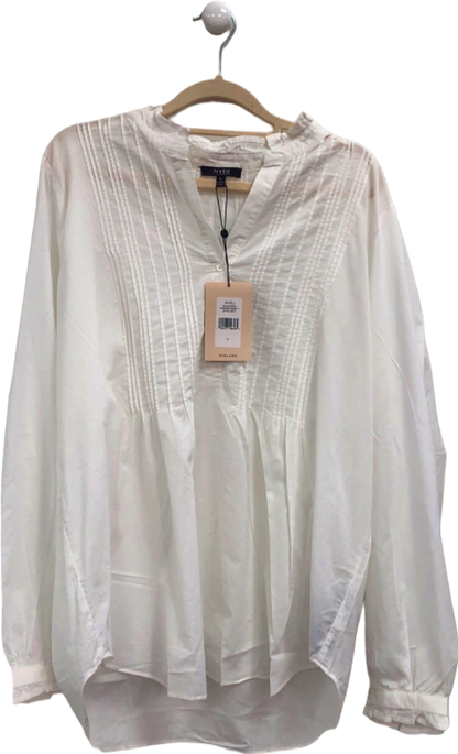 NYDJ White cotton classic Pintuck Blouse  UK L