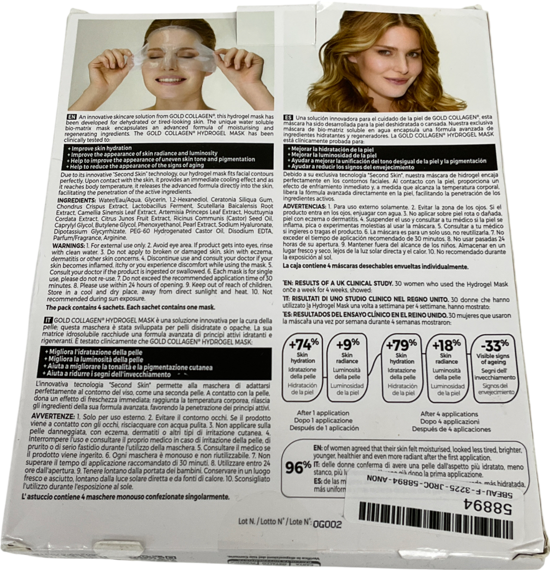 Gold Collagen Hydrogel Mask Set X4 120g