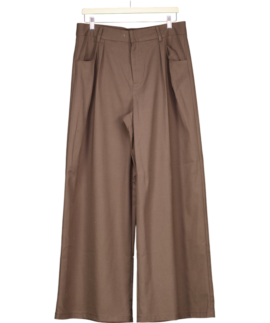 White Fox Brown All She Is Chocolate Wide Leg Trousers UK L