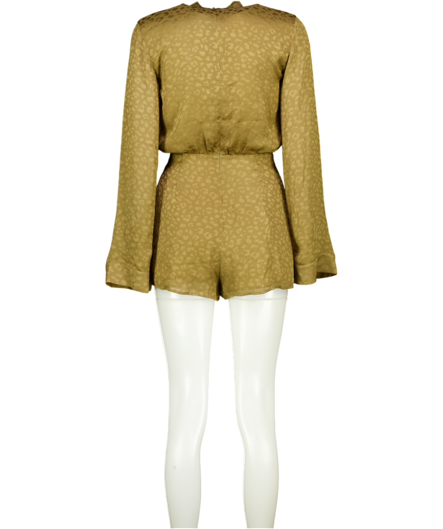 Lovers and Friends Beige Bronze  Leopard Jacquard Tie-front Playsuit UK XS