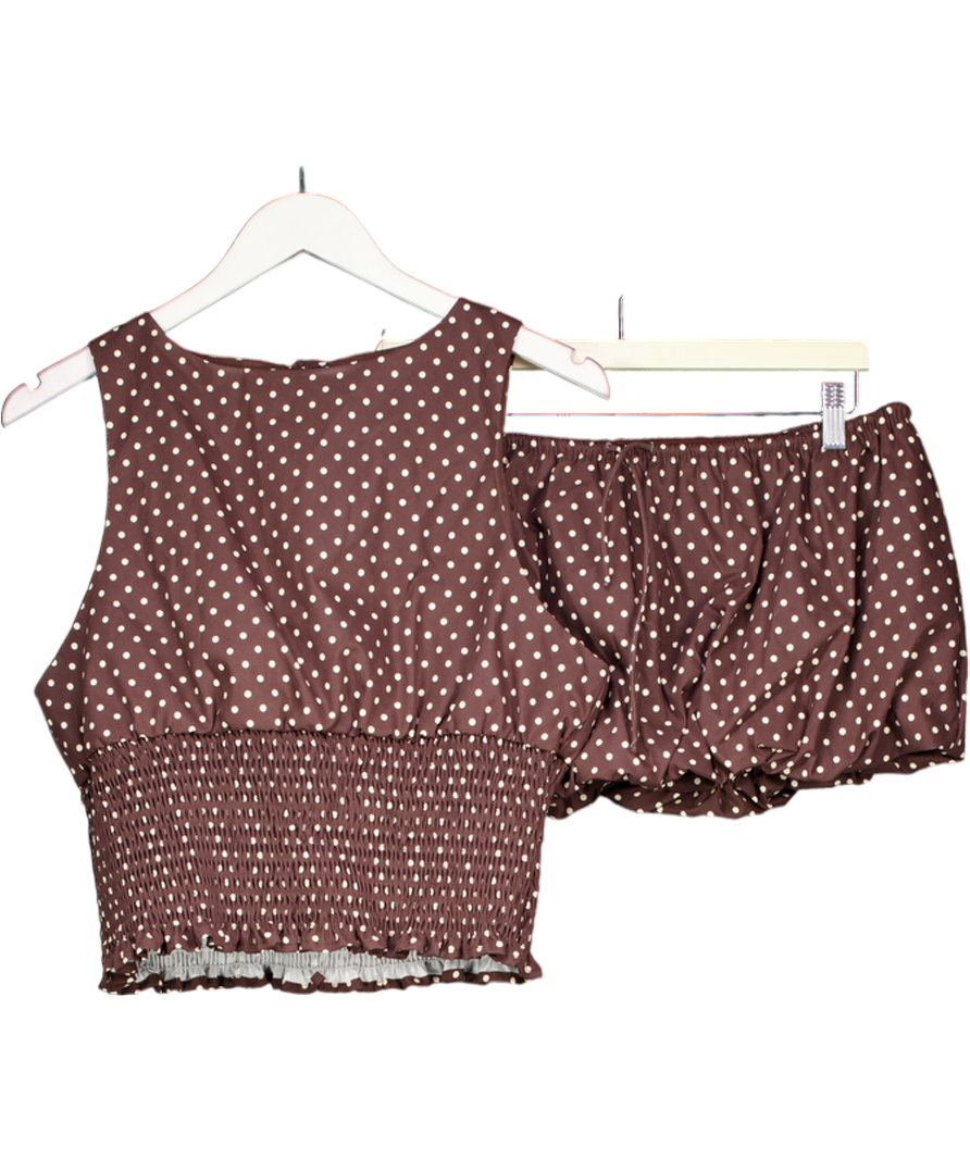 White Fox 2-piece Chocolate Brown Polka Dot Runaway Heart Top Uk Xl And Skort UK M