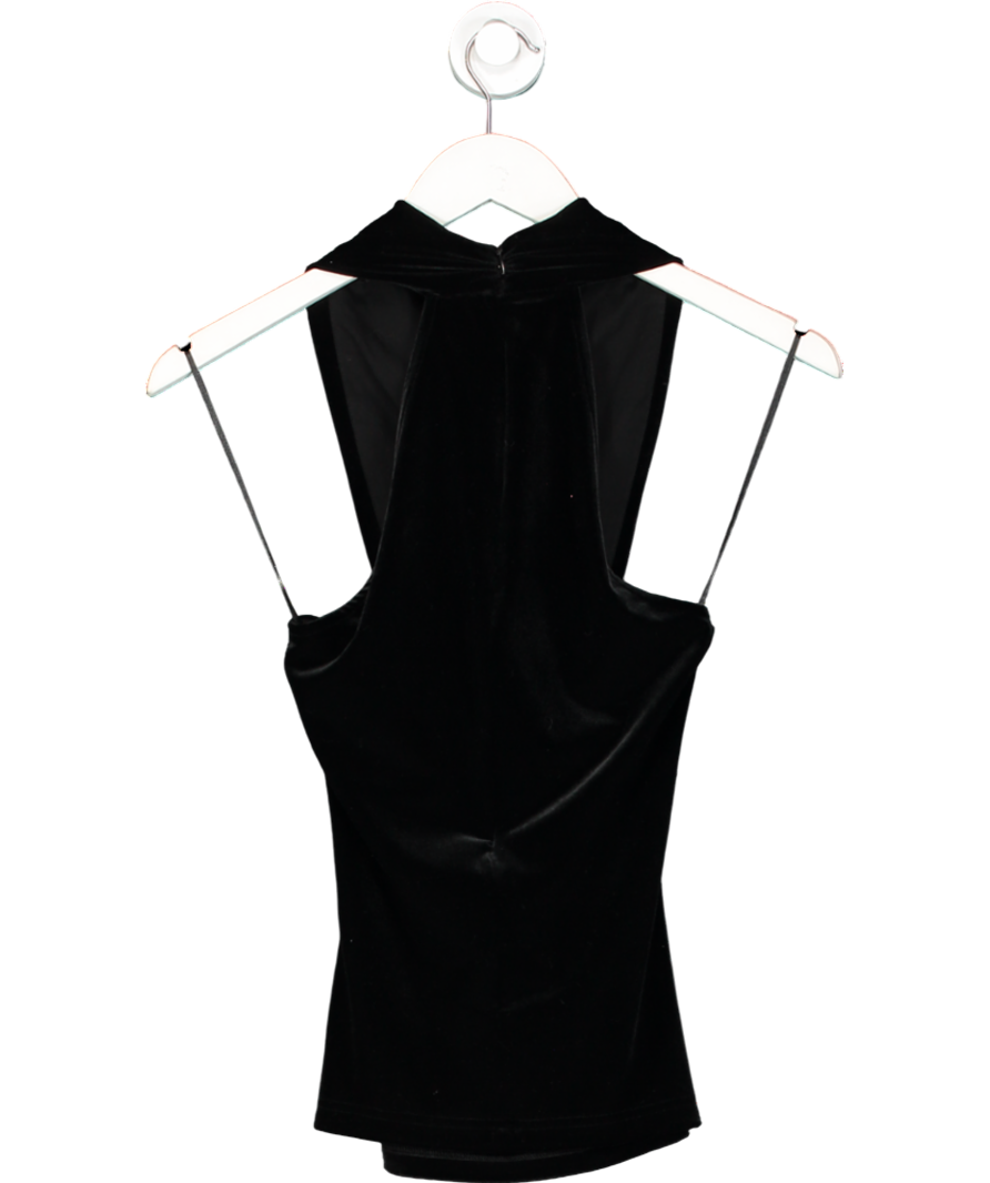ME + EM Black Fluid Velour Halterneck Top UK 8