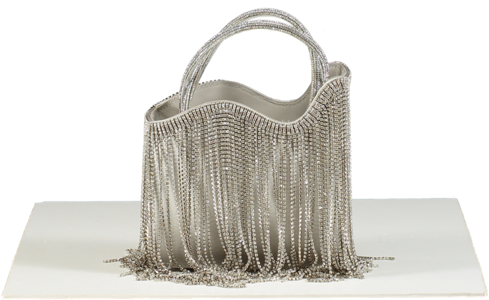 Le Silla Ivy Silver Rhinestone Fringe Mini Bag