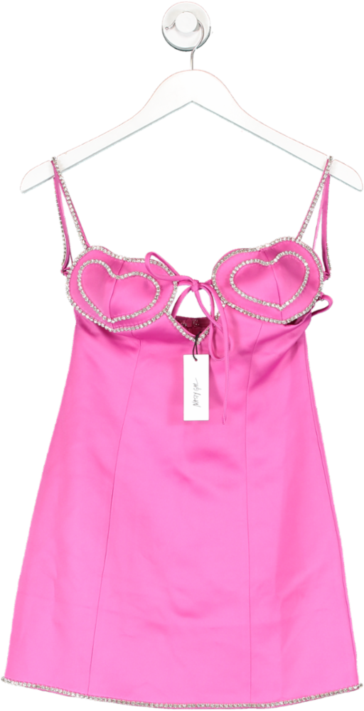 Nasty Gal Pink Premium Heart Embellished Mini Dress UK 8