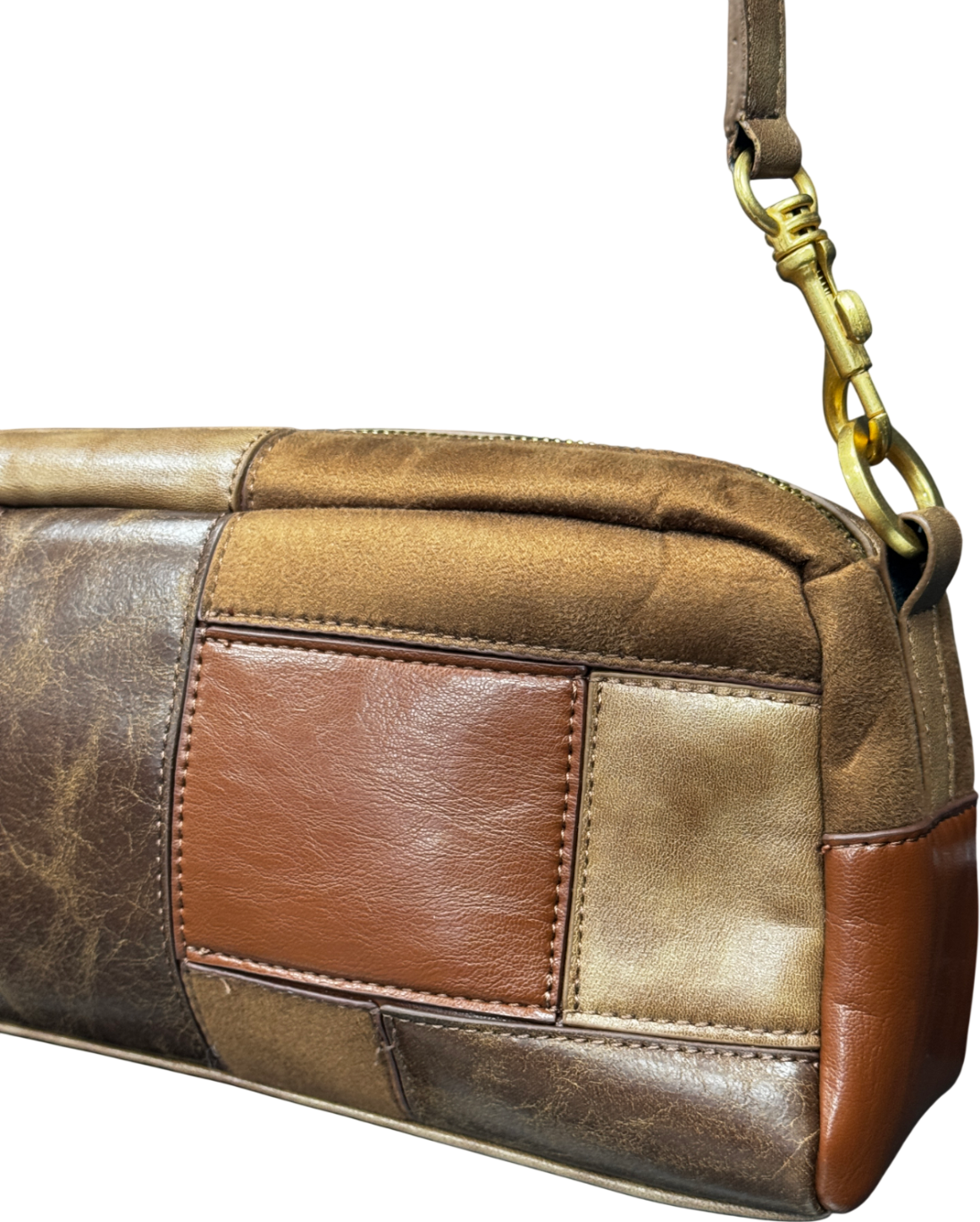 ZARA Brown Patchwork Shoulder Bag