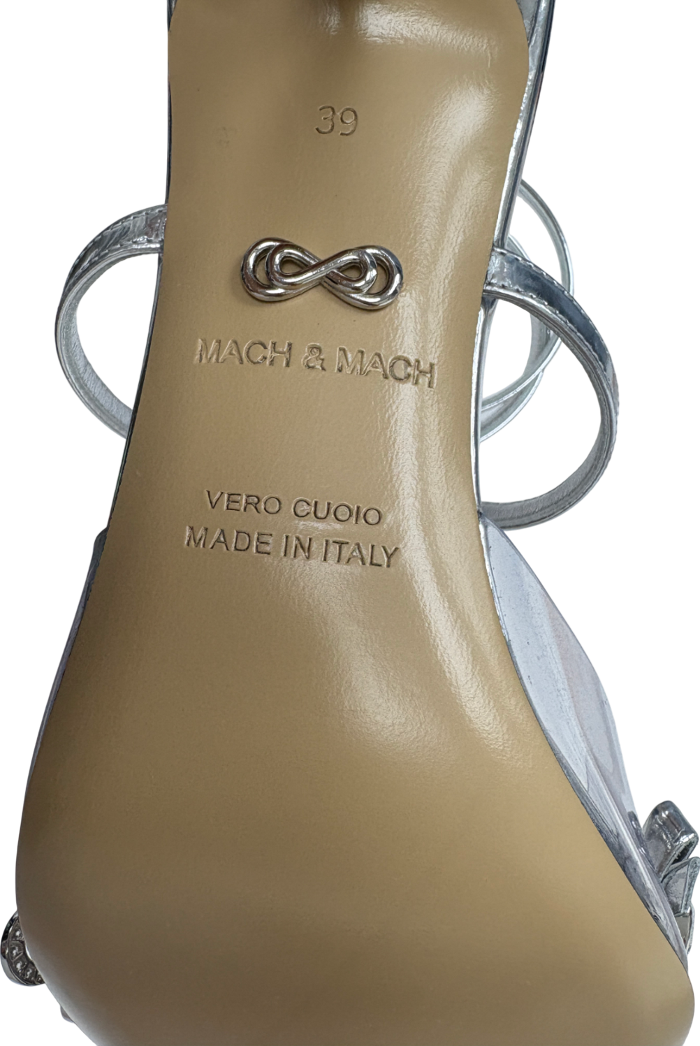 Mach & Mach Metallic Crystal Button Pointed Toe High Heels UK 6 EU 39 👠