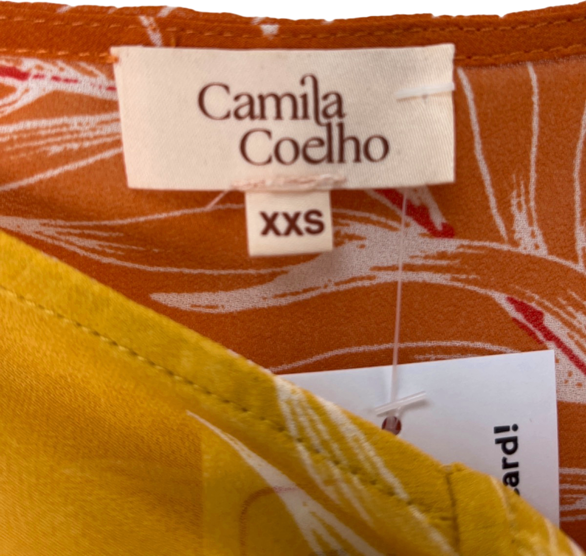 Camila Coelho Mustard Palm Print Wrap Skirt UK 4