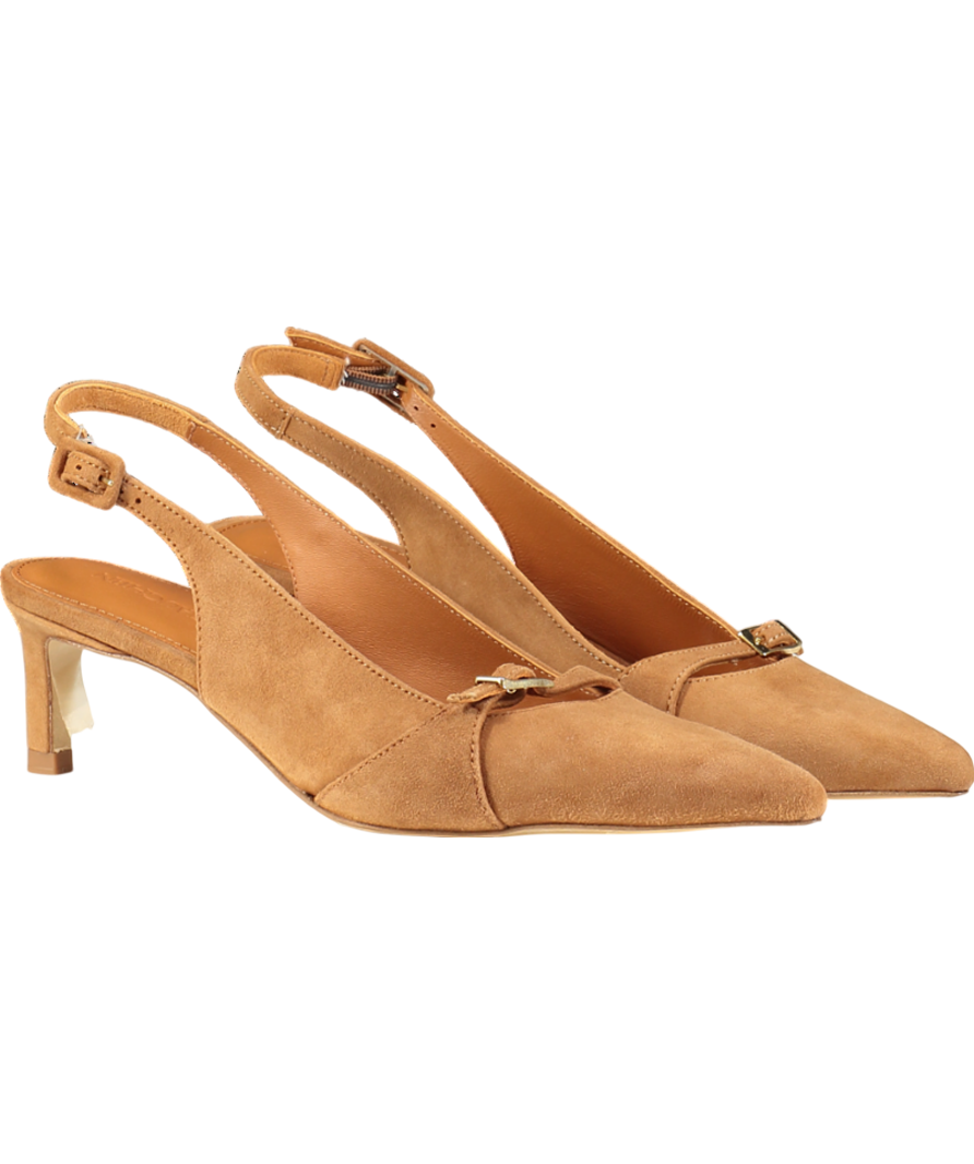 J.Mclaughlin Brown Dorothea Suede Slingback Heels UK 8 EU 41 👠