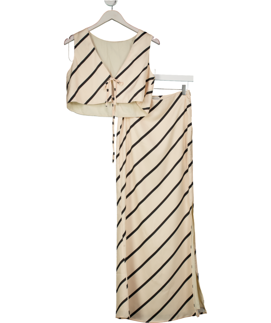 PRETTY LAVISH Cream 2-piece Zuri Tied Striped Top And Maxi Skirt Set UK 6