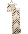 PRETTY LAVISH Cream 2-piece Zuri Tied Striped Top And Maxi Skirt Set UK 6