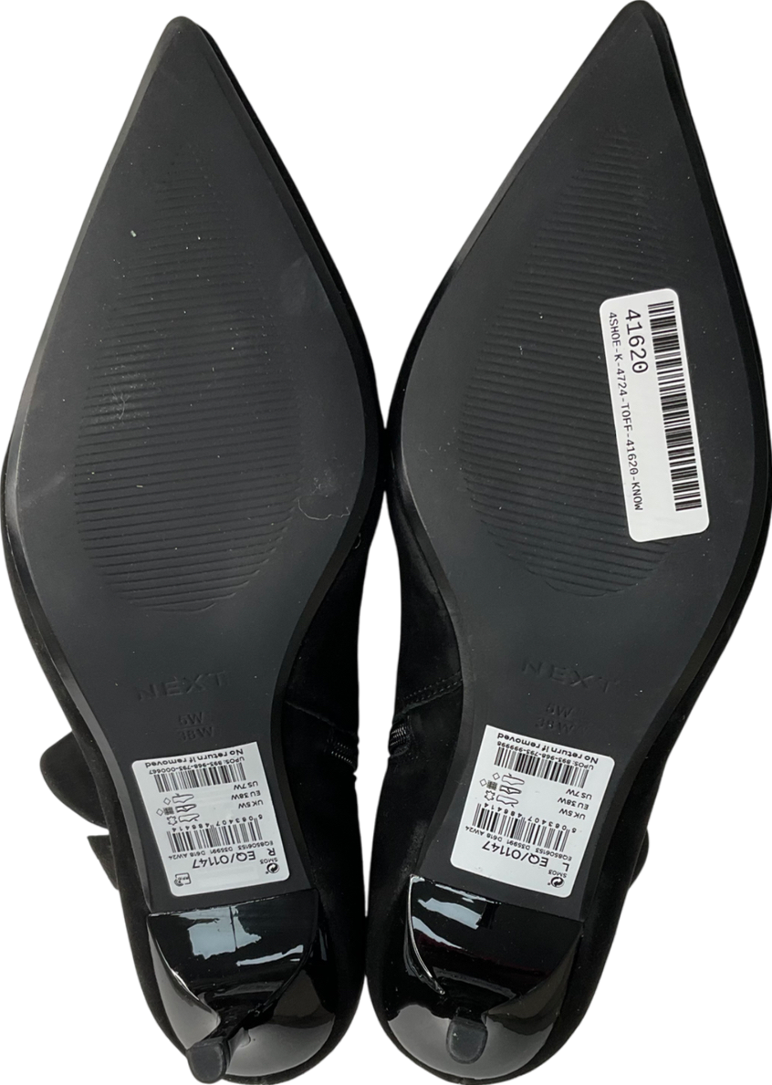 Next Black Suede Forever Comfort Pointed Toe Skinny Heeled Ankle Boots UK 5 EU 38 👠