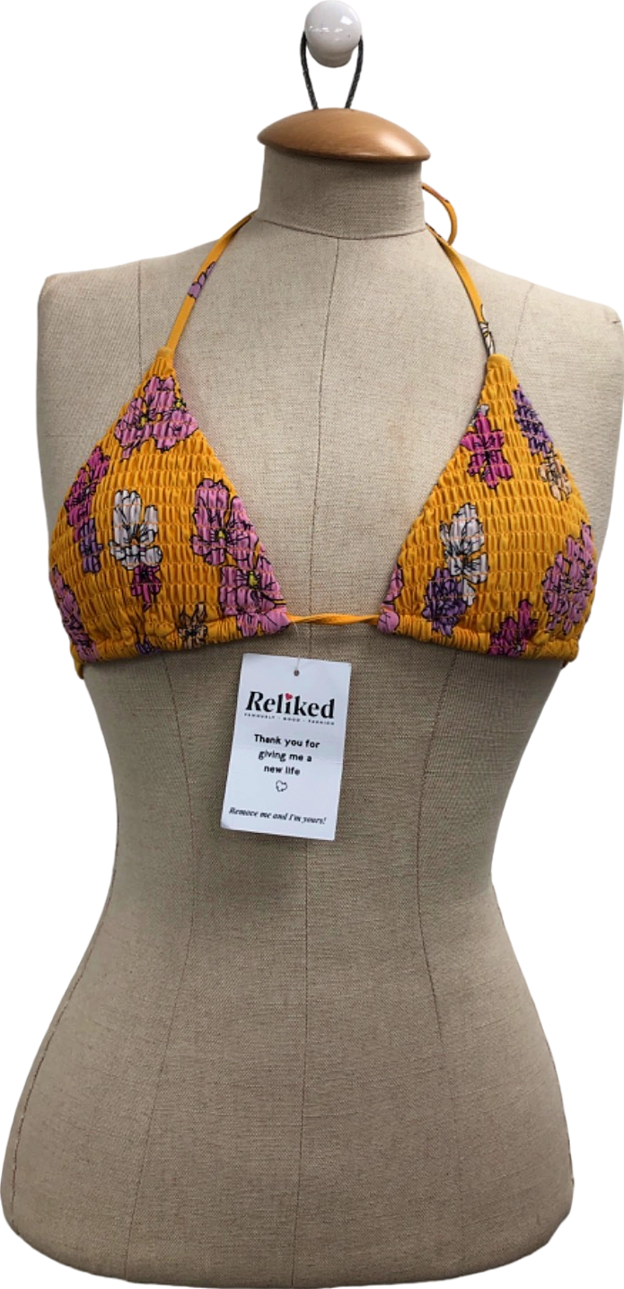 White Fox Yellow Floral Bikini Top Medium