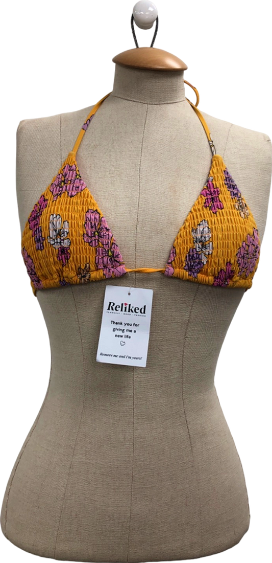 White Fox Yellow Floral Bikini Top Medium