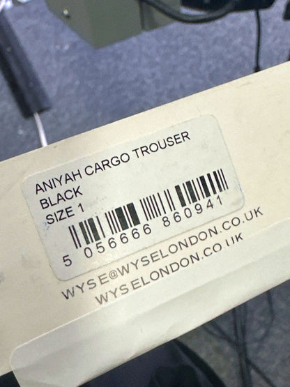 WYSE LONDON Black Anyah Cargo Trouser UK 8