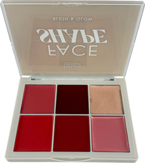 MUA Face Shape Palette, Blush & Glow, 6 Cream Shades | Blusher & Highlighter Palette, Buildable & Blendable Formula With Vitamin E For Face, Eyes & Cheeks, Vegan & Cruelty Free 18g