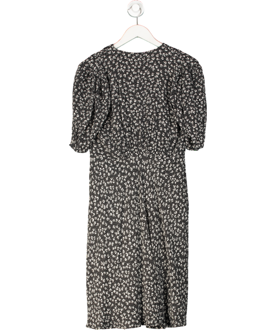 ghost Black Crepe Floral Midi Dress UK M