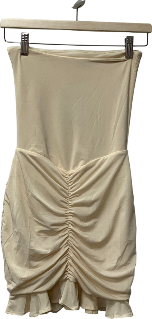 Meshki Cream Caspian Off Shoulder Mini Dress UK S