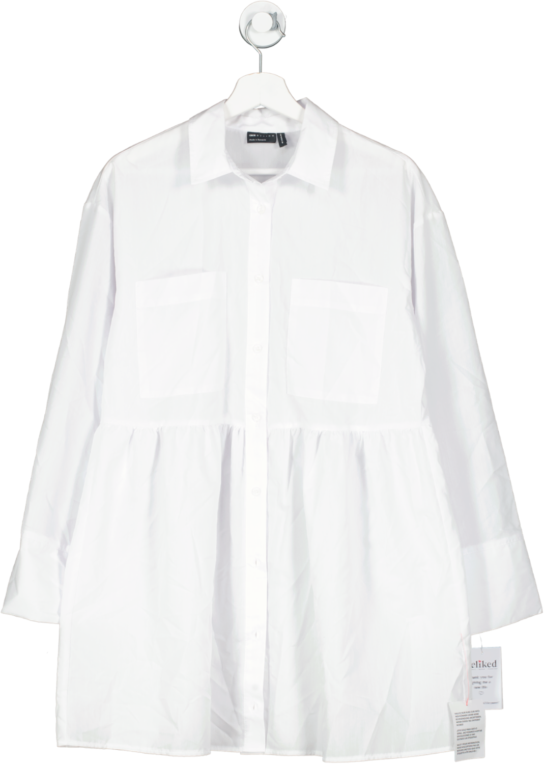 ASOS White Long Sleeve Shirt Dress UK 8