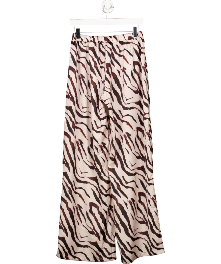 White Fox Beige 'more To Come' Zebra Print Trousers UK M