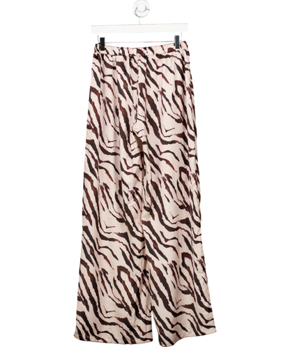 White Fox Beige 'more To Come' Zebra Print Trousers UK M