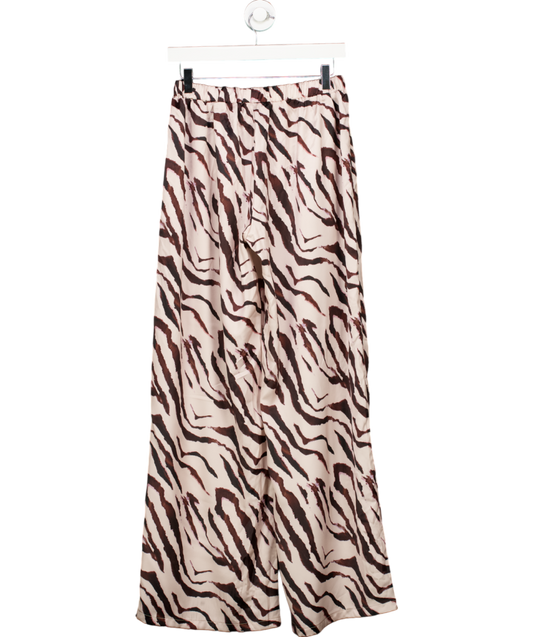 White Fox Beige 'more To Come' Zebra Print Trousers UK M