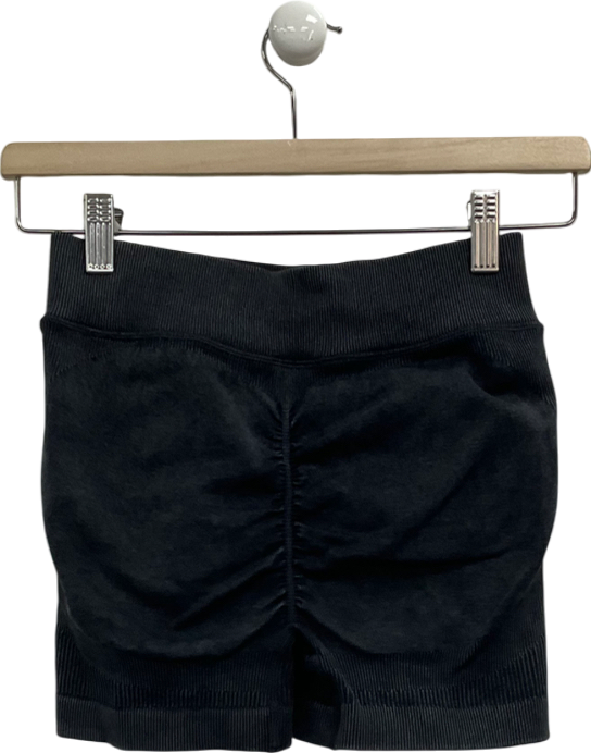 Bo + Tee Black High Waisted Runched Bum Shorts UK S