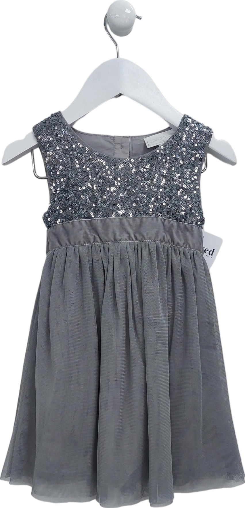 The Little White Company Grey Sequin Embellished Party Dress 12-18 Months
