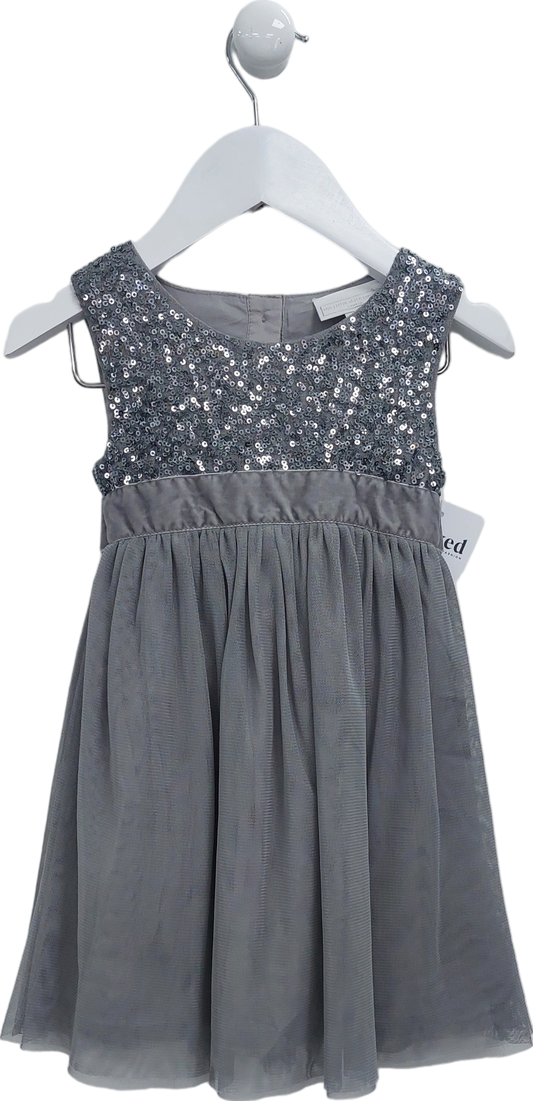 The Little White Company Grey Sequin Embellished Party Dress 12-18 Months