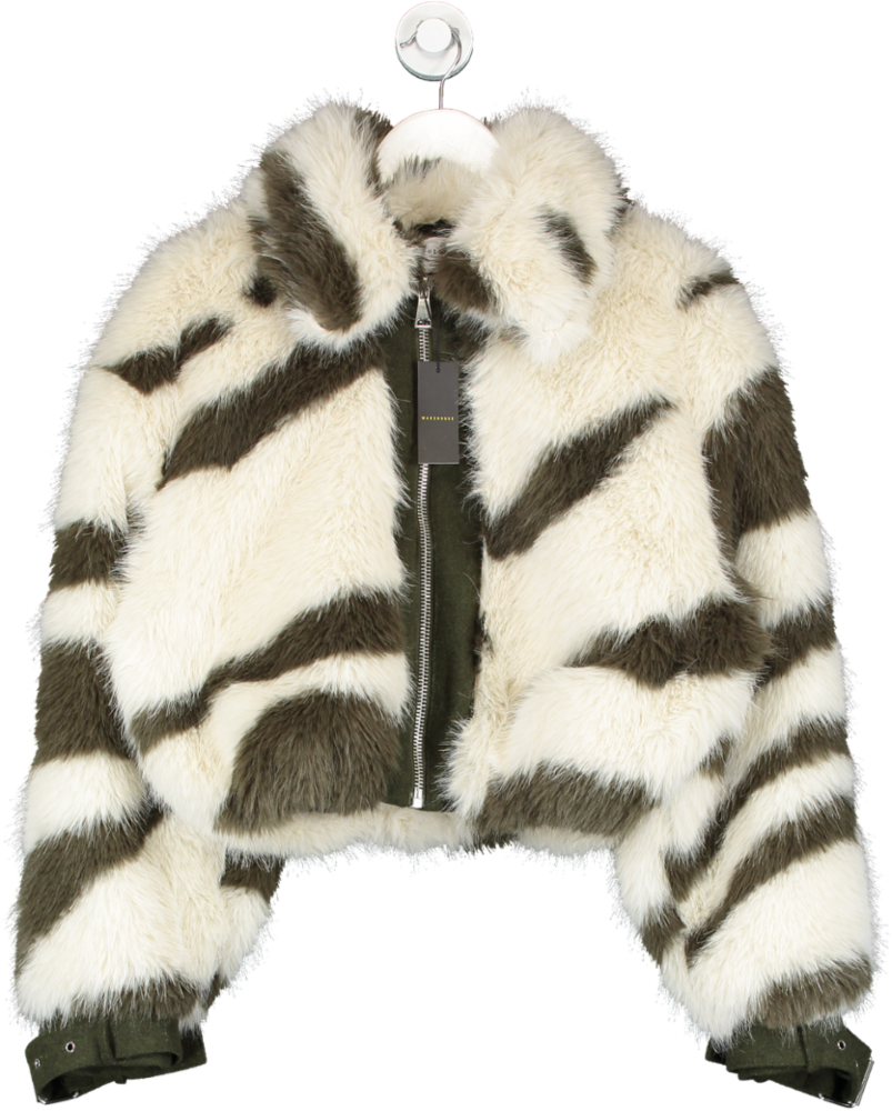 Warehouse Multicoloured Marble Faux Fur Coat UK 12
