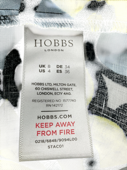 Hobbs Black Sleeveless Printed Linen Top UK 8