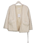 AAVELLE Cream Faux Mink Cable Fur Jacket UK S