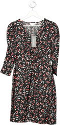 Principles Black Floral Printed Textured Jersey Ruched Front Dress BNWT UK 10