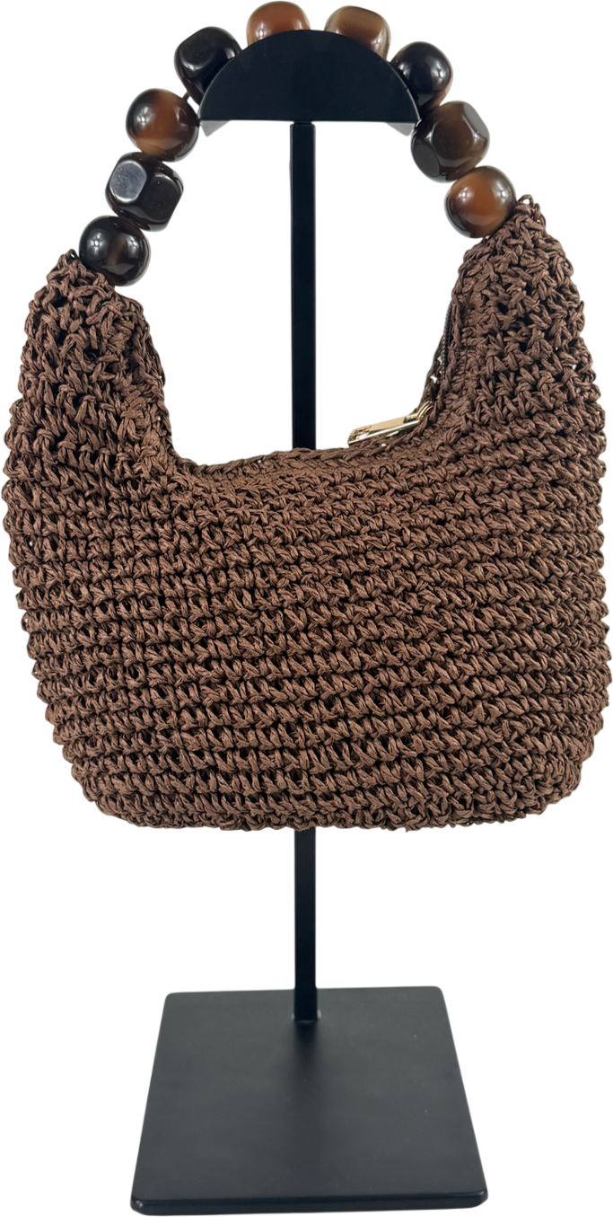 ASOS Brown Straw Grab Bag With Resin Ball Handle In Chocolate One Size