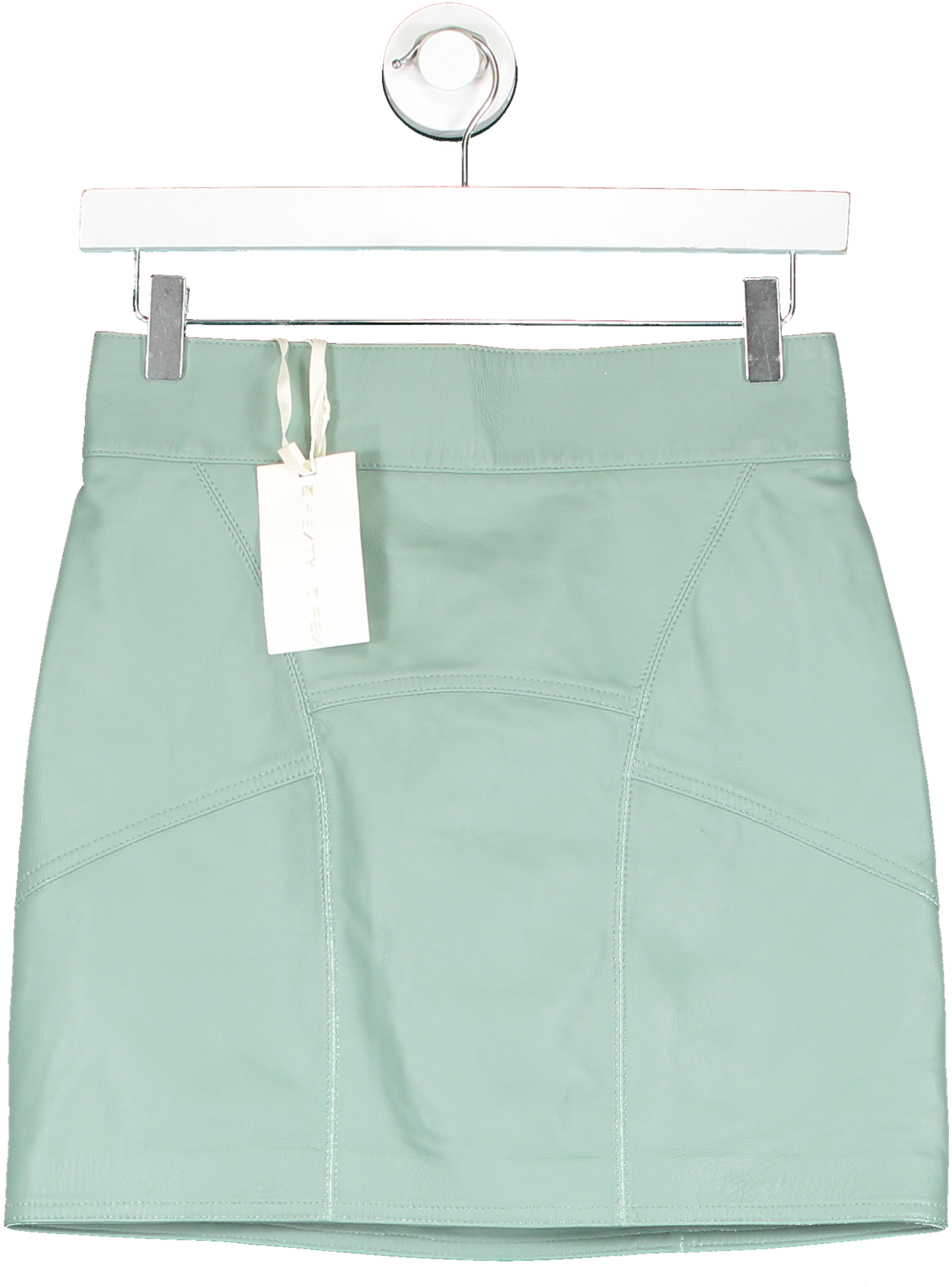 Fenty Green Leather Mini Skirt UK 10