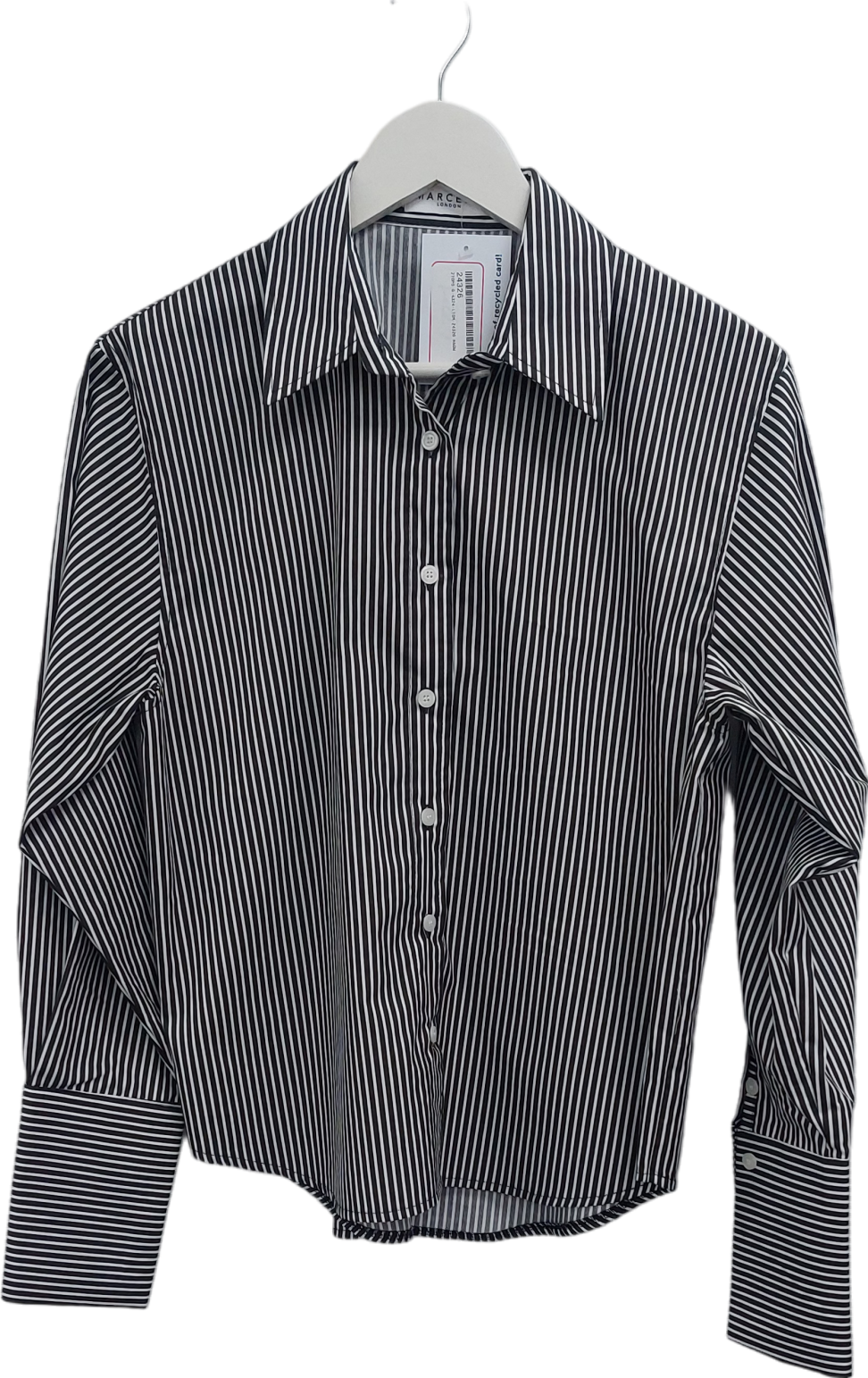 Refined Black and White Striped Shirt UK 10