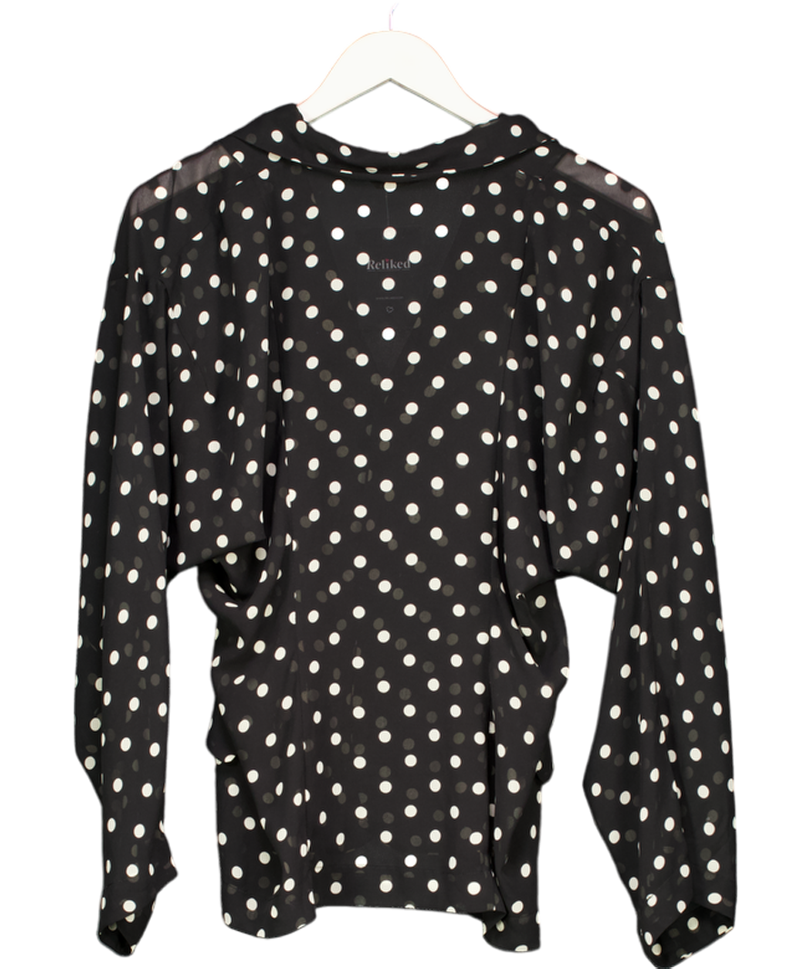 Comme Des Garcons Black Sheer Polka-dot Batwing Blouse UK M