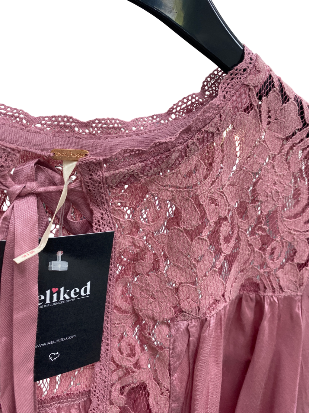 Free People Pink Lace Cropped Open Front Blouse UK XS