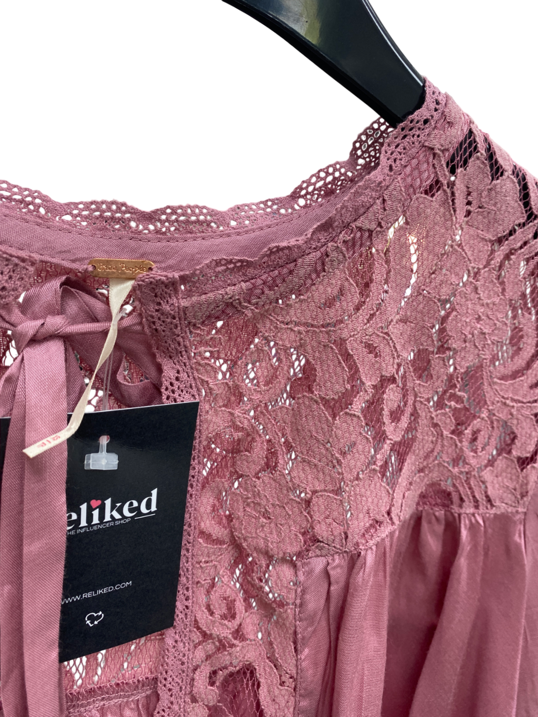 Free People Pink Lace Cropped Open Front Blouse UK XS