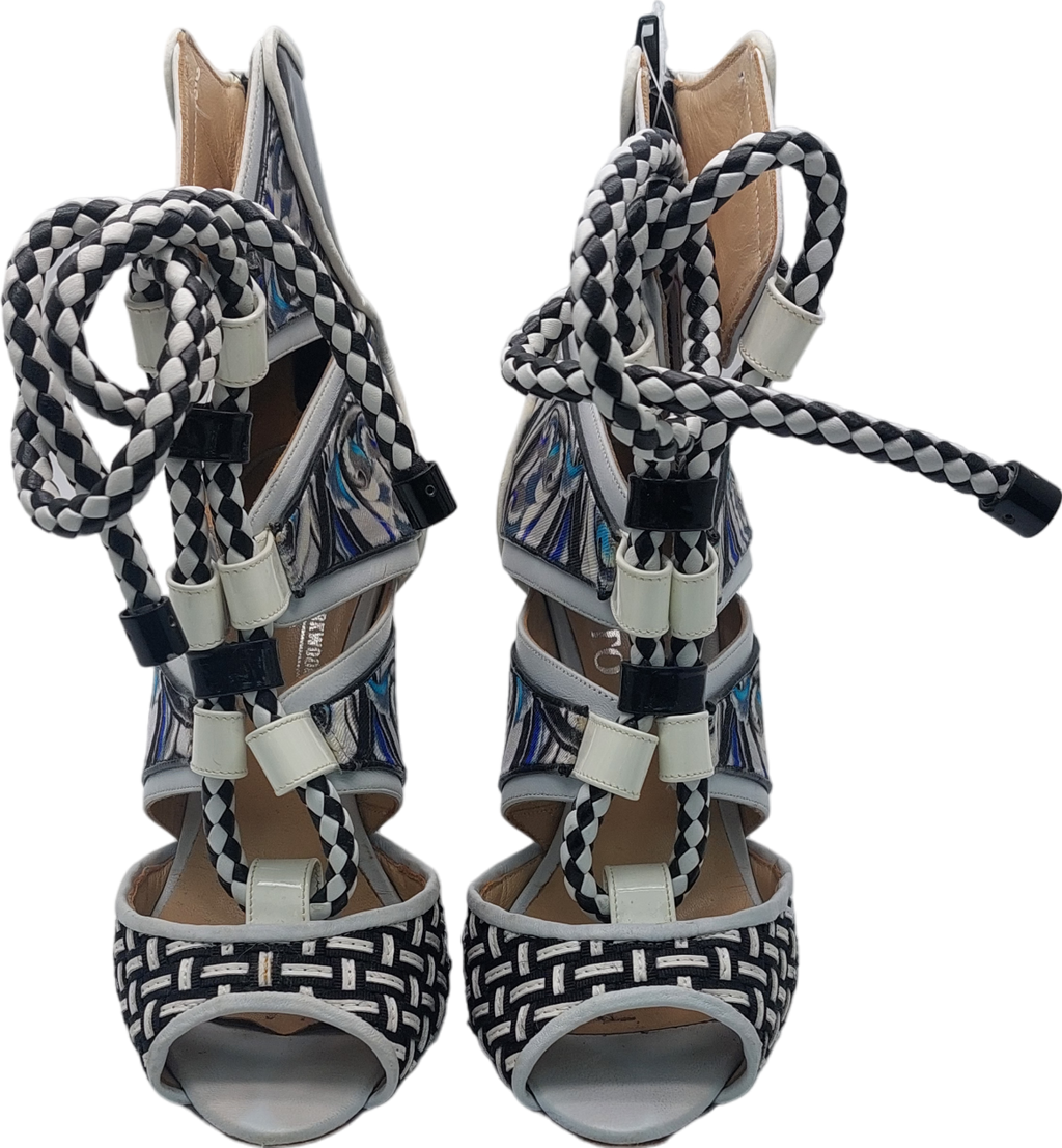 Vero Cuoio Black Monotone Heeled Sandals UK 2 EU 35 👠