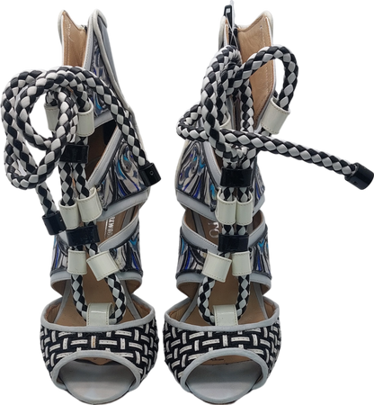 Vero Cuoio Black Monotone Heeled Sandals UK 2 EU 35 👠