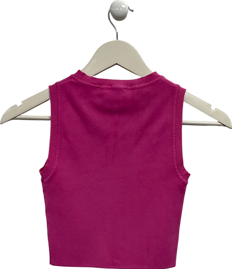 ZARA Pink Knitted Sleeveless Top UK S