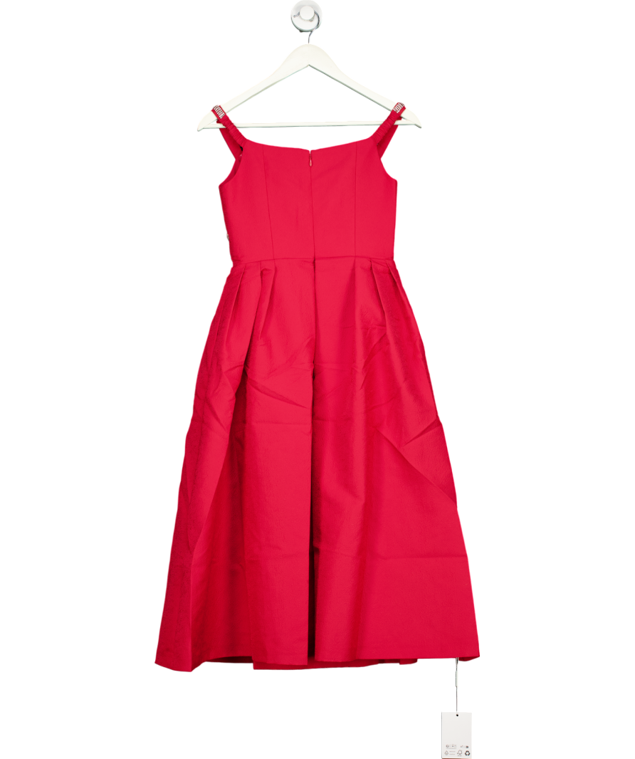 SELF PORTRAIT Crystal Bow-embellished Midi Dress In Red UK 8